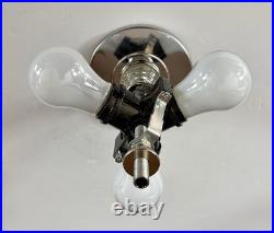 Antique 1930s 40s Art Deco Machine Age Green Ceiling Light Fixture Federal Stars