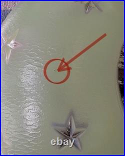 Antique 1930s 40s Art Deco Machine Age Green Ceiling Light Fixture Federal Stars