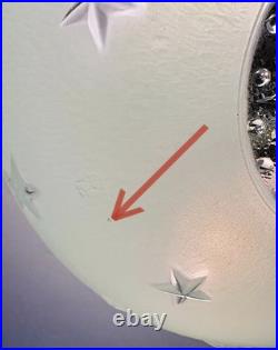 Antique 1930s 40s Art Deco Machine Age Green Ceiling Light Fixture Federal Stars