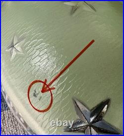 Antique 1930s 40s Art Deco Machine Age Green Ceiling Light Fixture Federal Stars