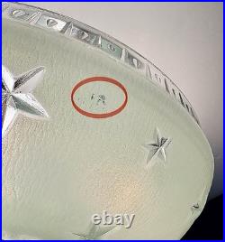 Antique 1930s 40s Art Deco Machine Age Green Ceiling Light Fixture Federal Stars