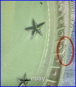 Antique 1930s 40s Art Deco Machine Age Green Ceiling Light Fixture Federal Stars