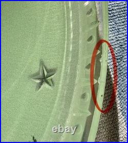 Antique 1930s 40s Art Deco Machine Age Green Ceiling Light Fixture Federal Stars