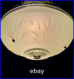 Antique 1930s 40s Art Deco Nouveau Green Porcelier Glass Ceiling Light Original