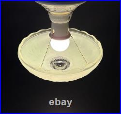 Antique 1930s 40s Art Deco Nouveau Green Porcelier Glass Ceiling Light Original