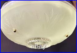 Antique 1930s 40s Art Deco Nouveau Green Porcelier Glass Ceiling Light Original