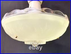 Antique 1930s 40s Art Deco Nouveau Green Porcelier Glass Ceiling Light Original