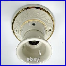 Antique 1930s 40s Art Deco Nouveau Green Porcelier Glass Ceiling Light Original