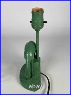 Antique 1930s Art Deco Gazelle Ibex Roman Green Lamp Nuart Frankart Style