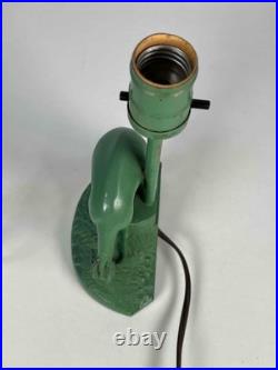 Antique 1930s Art Deco Gazelle Ibex Roman Green Lamp Nuart Frankart Style