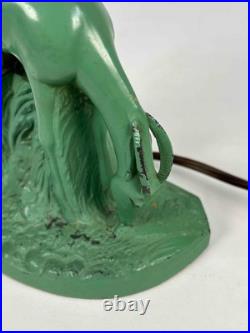 Antique 1930s Art Deco Gazelle Ibex Roman Green Lamp Nuart Frankart Style