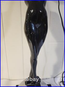 Antique 1930s Art Deco Greenie After Frankart Lady 28 Metal and Chrome Lamp