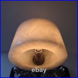 Antique 1930s Art Deco Pierrot Table Lamp Alabaster Globe Marble Base