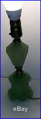 Antique 1930s Art deco Nouveau Jadeite vaseline slag Glass 10 Lamp mint cond