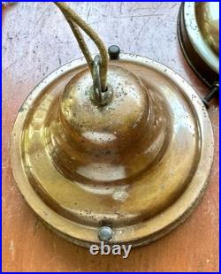 Antique 1930s Schoolhouse Pendant Light Milk Glass Globe Brass Porcelain Socket