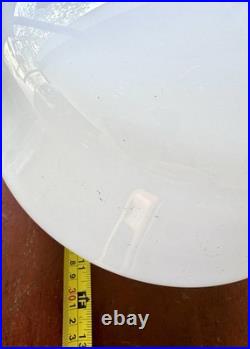 Antique 1930s Schoolhouse Pendant Light Milk Glass Globe Brass Porcelain Socket