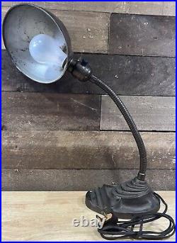 Antique 1940 art deco desk lamp metal bending arm cast iron base Antique 1940 art deco desk lamp metal bending arm cast iron base