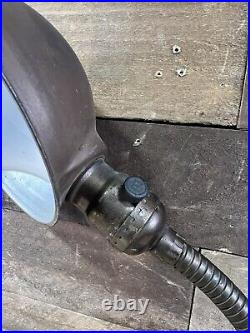 Antique 1940 art deco desk lamp metal bending arm cast iron base