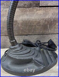 Antique 1940 art deco desk lamp metal bending arm cast iron base