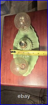 Antique 1940's Green Porcelain Flush mount Light Fixture Porcelier Restored