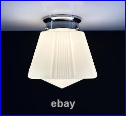 Antique 20s 30s Art Deco Machine Age Milk Glass Gatsby Theater Ceiling Light Vtg