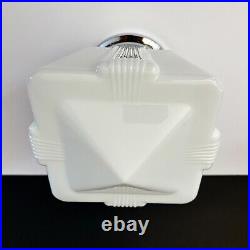Antique 20s 30s Art Deco Machine Age Milk Glass Gatsby Theater Ceiling Light Vtg
