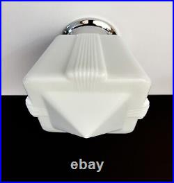 Antique 20s 30s Art Deco Machine Age Milk Glass Gatsby Theater Ceiling Light Vtg