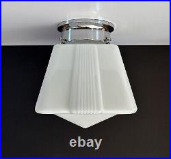 Antique 20s 30s Art Deco Machine Age Milk Glass Gatsby Theater Ceiling Light Vtg