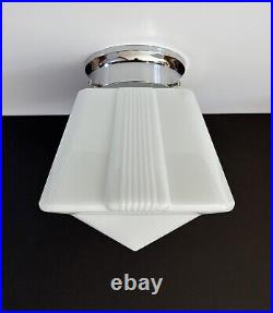 Antique 20s 30s Art Deco Machine Age Milk Glass Gatsby Theater Ceiling Light Vtg