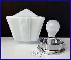 Antique 20s 30s Art Deco Machine Age Milk Glass Gatsby Theater Ceiling Light Vtg