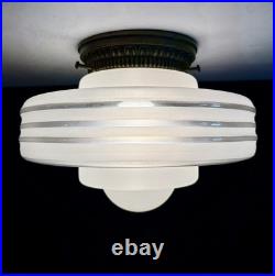 Antique 30s 40s Art Deco Saturn Rings Rainbow Ceiling Light Fixture Multicolor