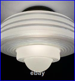 Antique 30s 40s Art Deco Saturn Rings Rainbow Ceiling Light Fixture Multicolor