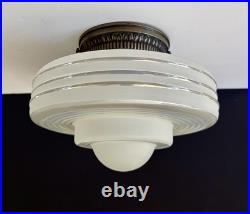 Antique 30s 40s Art Deco Saturn Rings Rainbow Ceiling Light Fixture Multicolor