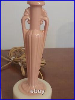 Antique ALADDIN Rose Pink White ALACITE Boudoir Table DRESSER LAMPS Art Deco Set