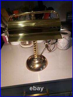 Antique ART DECO Brass Bankers Desk Lamp 1930s MCM GOLD WORKS PERFECTLY