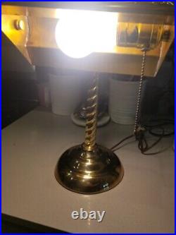 Antique ART DECO Brass Bankers Desk Lamp 1930s MCM GOLD WORKS PERFECTLY