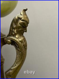 Antique ART DECO Brass & MARBLE Devil Demon Elves FIGURAL LAMP