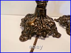 Antique ART DECO Cast Iron Electric Candle Stick Table Lamps Re-wired g