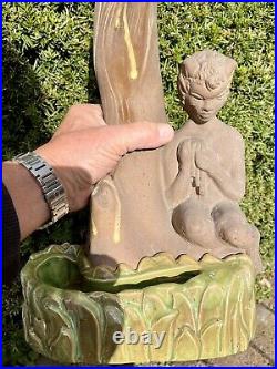 Antique ART DECO Ceramic Figure Lamp Pan With Original Shade