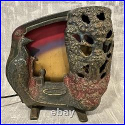 Antique A W REISER 1930s Peacock Lamp Cast Iron ART DECO Radio Desk Mood Light