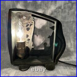 Antique A W REISER 1930s Peacock Lamp Cast Iron ART DECO Radio Desk Mood Light