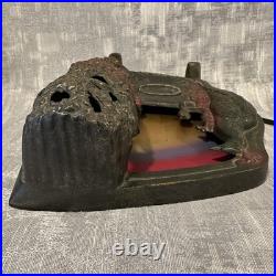 Antique A W REISER 1930s Peacock Lamp Cast Iron ART DECO Radio Desk Mood Light