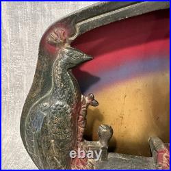 Antique A W REISER 1930s Peacock Lamp Cast Iron ART DECO Radio Desk Mood Light