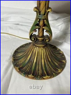 Antique Aladdin Art Deco Reverse Painted Scenic Electric Lamp All Original
