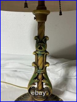 Antique Aladdin Art Deco Reverse Painted Scenic Electric Lamp All Original