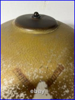 Antique Aladdin Art Deco Reverse Painted Scenic Electric Lamp All Original