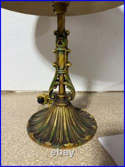 Antique Aladdin Art Deco Reverse Painted Scenic Electric Lamp All Original