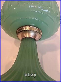 Antique Aladdin Oil/kerosene Lampgreen Jadeite/moonstone/corinthian/1930's