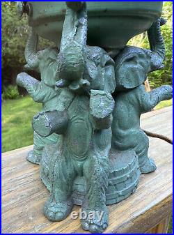 Antique Art Deco 1920's-30's Metal Seated Elephants Lamp A. P. T. NY 11 Tall
