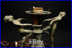Antique Art Deco 1930's Bronze Boudoir Figural Lamp Base, WRJ and AGF maker
